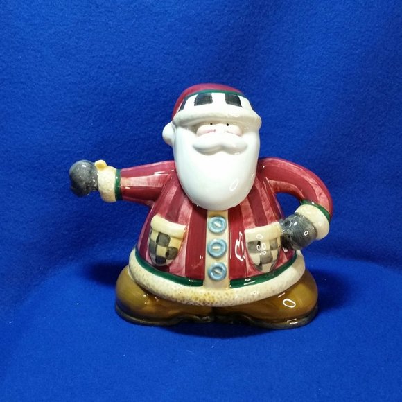 Sakura Debbie Mumm Santa Short and Stout Teapot Folk Art Mini Teapot Series - Picture 1 of 10